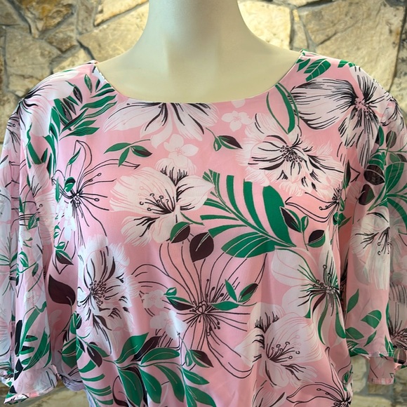 Kasper Pink and Green Floral Midi Dress - Picture 3 of 11